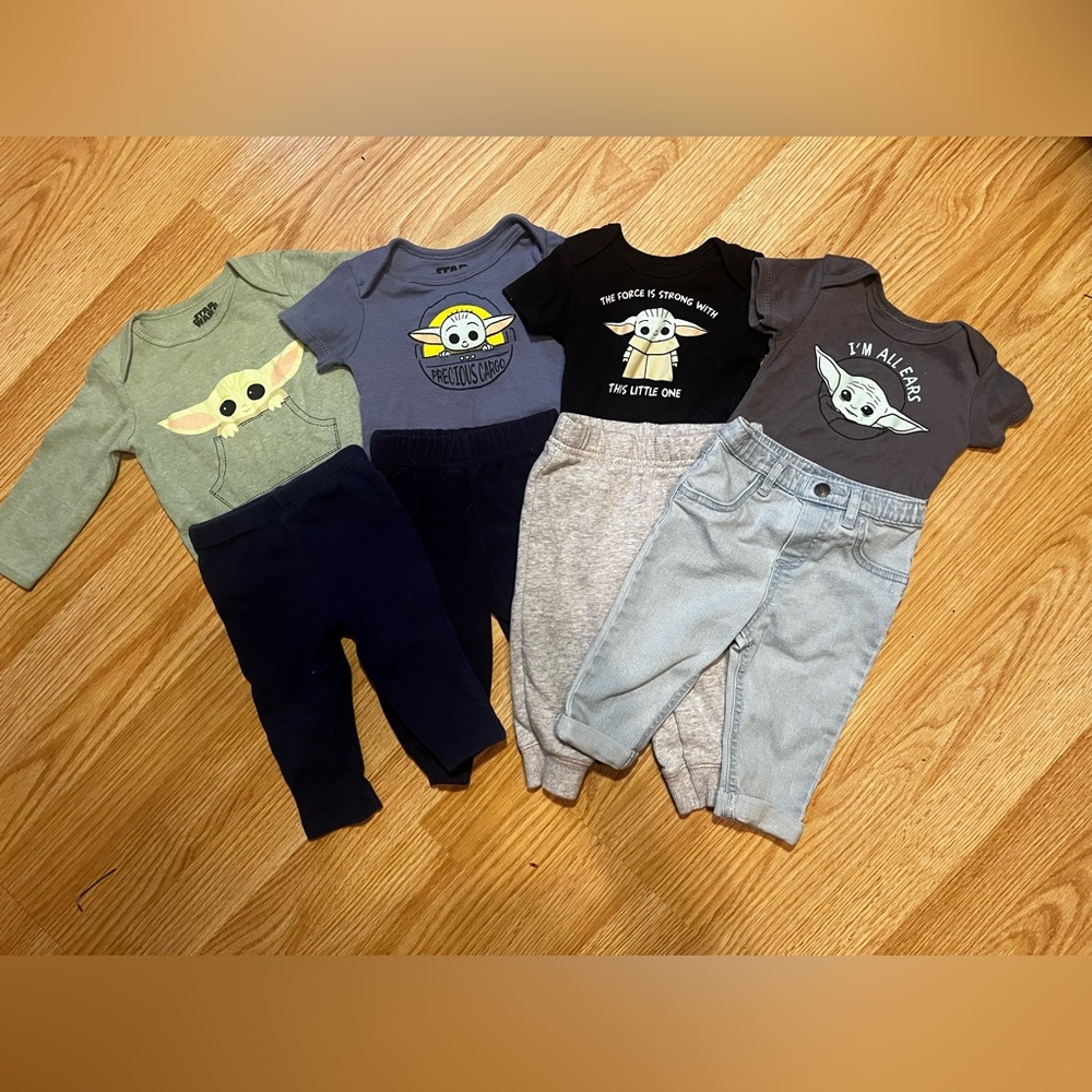 Set of four Baby Yoda outfits